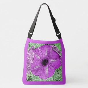 Morning Glory Block Print - amethyst purple Crossbody Bag