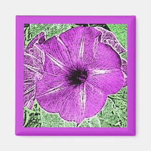 Morning Glory Block Print - amethyst purple Magnet