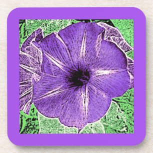 Morning Glory Block Print - soft violet Coaster
