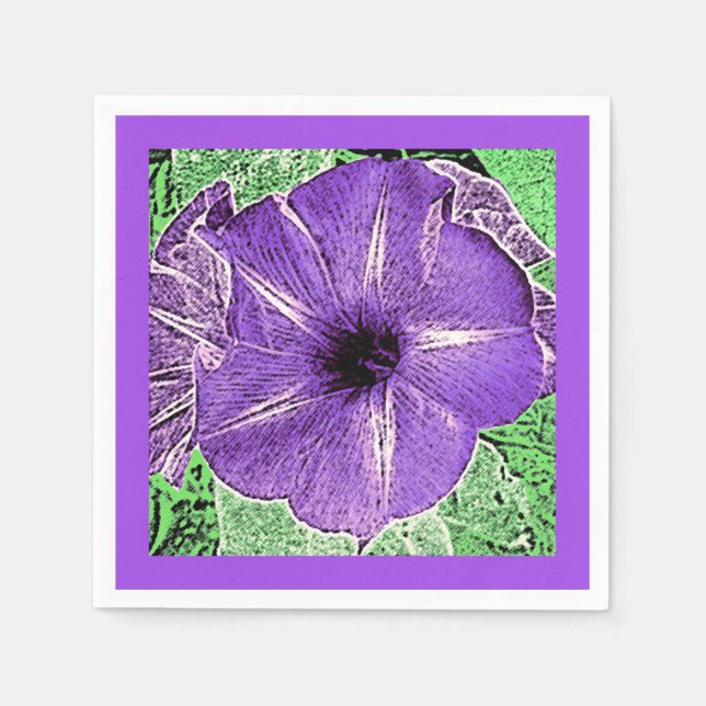 Morning Glory Block Print - soft violet Napkin (Front)