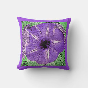 Morning Glory Block Print - soft violet Throw Pillow