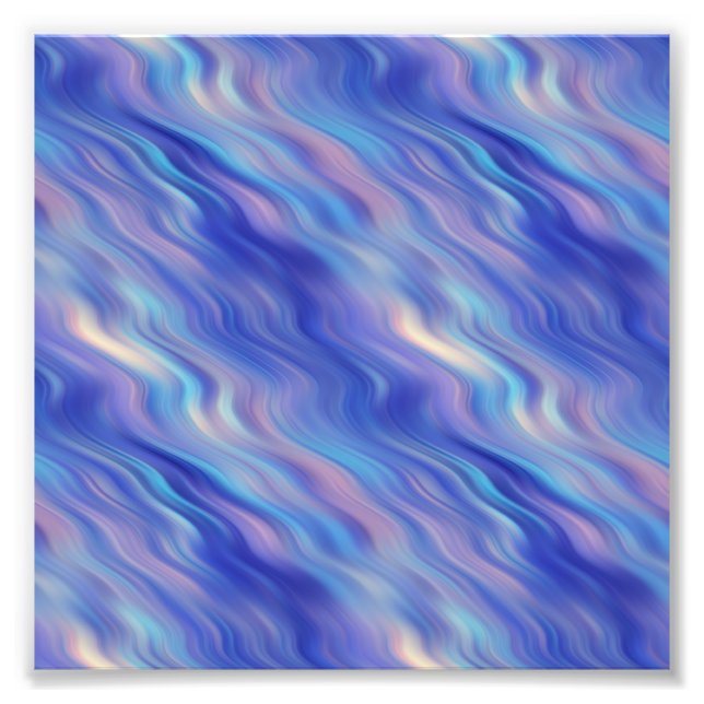 Morning Glory Blue Wavy Texture Photo Print (Front)