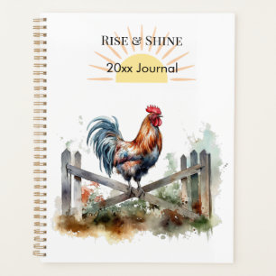 Morning Glory: Eatercolor Rooster, custom Planner