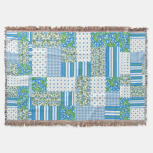 Morning Glory Faux Patchwork Throw Blanket