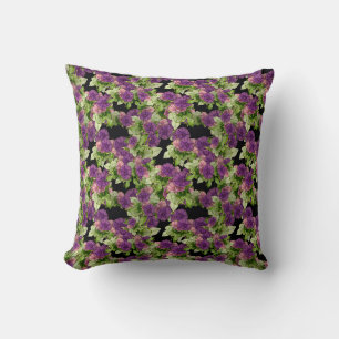 Morning Glory Floral Pink Purple Throw Pillow