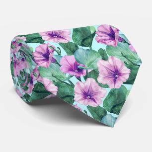 Morning Glory Floral Retro Pattern Tie