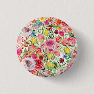 Morning Glory Flower 1 Inch Round Button