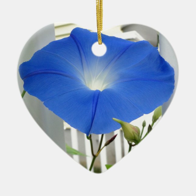 Morning Glory Flower Ceramic Ornament (Front)