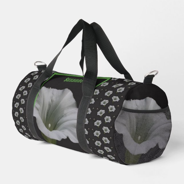 Morning Glory Flower Mirror Pattern Personalized Duffle Bag (Right Corner)
