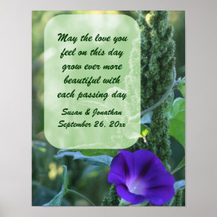 Morning Glory Flower Personalized Wedding Poster