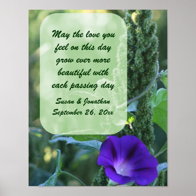 Morning Glory Flower Personalized Wedding  Poster (Front)