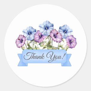 Morning Glory Flowers Floral Thank You Classic Round Sticker
