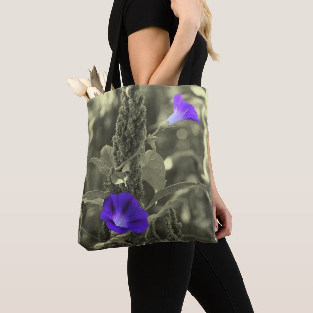 Morning Glory Flowers Partial Colour  Tote Bag (Close Up)