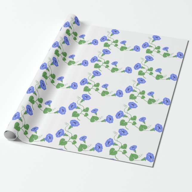 Morning Glory Flowers Wrapping Paper (Unrolled)