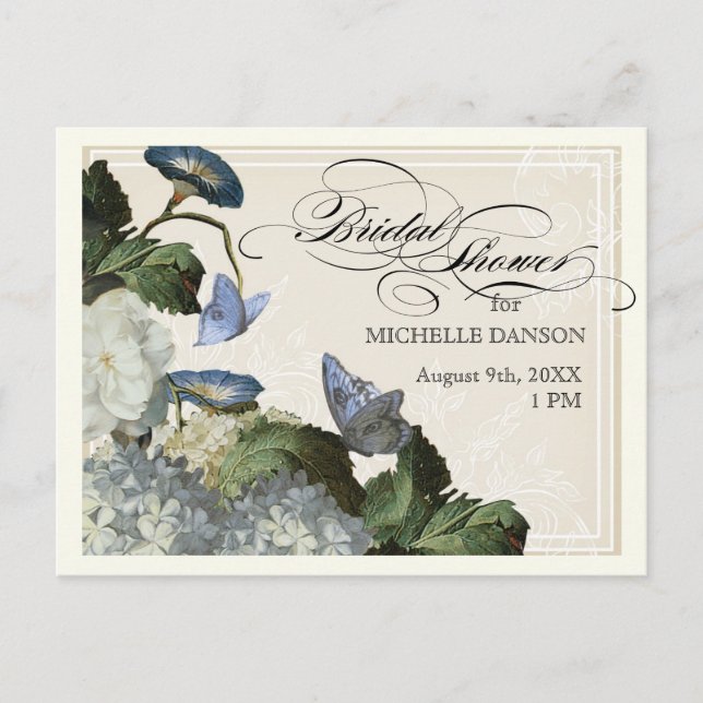 Morning Glory Hydrangea -  Bridal Shower Postcard (Front)