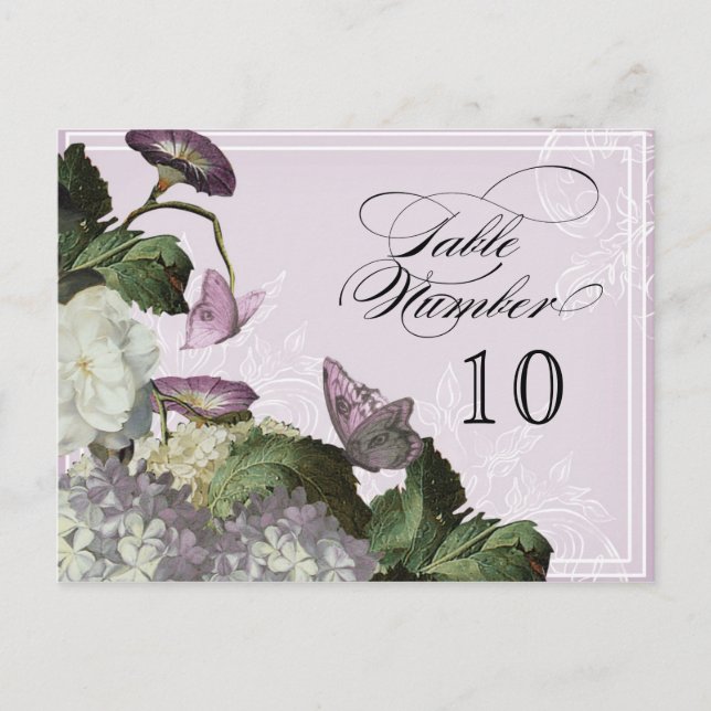 Morning Glory Hydrangea -  Table Seating Numbers Postcard (Front)