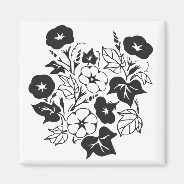 Morning Glory Illustration BW I Magnet (Front)