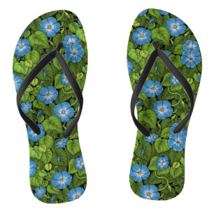 Morning glory in blue and green flip flops