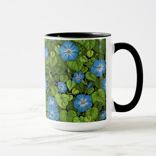 Morning glory in blue and green mug (Right)