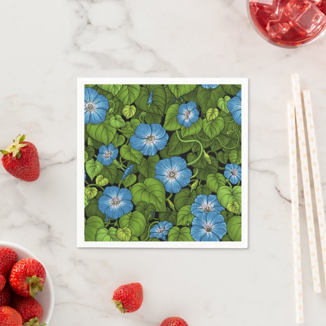 Morning glory in blue and green napkin (Insitu)
