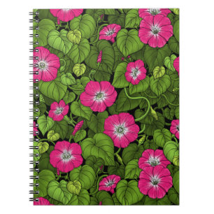 Morning glory in pink and green notebook