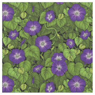 Morning glory in purple and green fabric