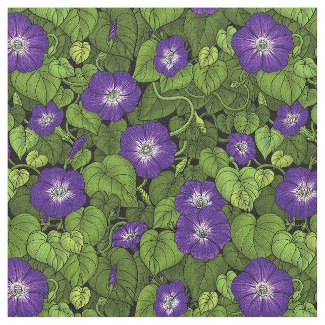 Morning glory in purple and green fabric (Close Up)