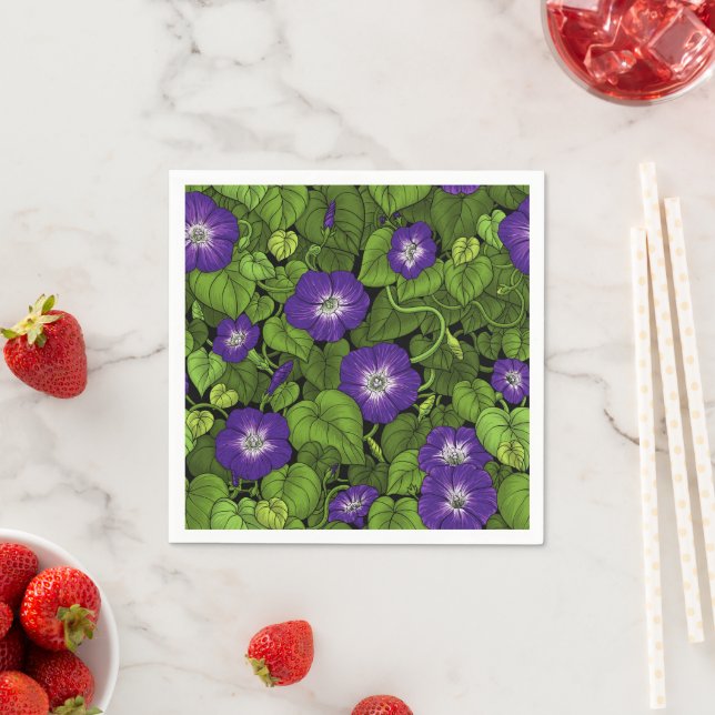Morning glory in purple and green napkin (Insitu)