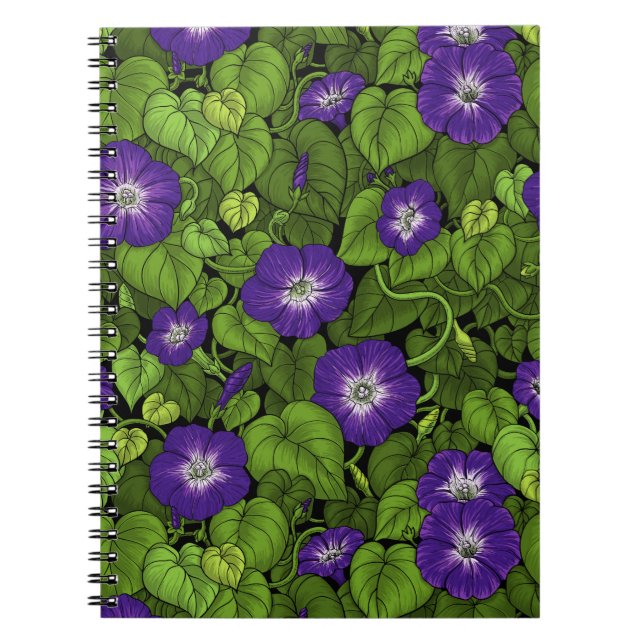 Morning glory in purple and green notebook (Front)