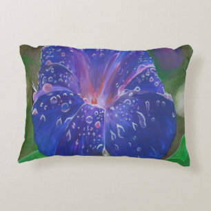 Morning Glory (Ipomoea Purpurea) Petals and Dew Dr Decorative Pillow