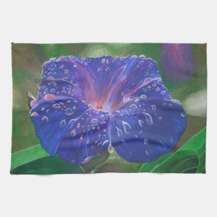Morning Glory (Ipomoea Purpurea) Petals and Dew Dr Kitchen Towel
