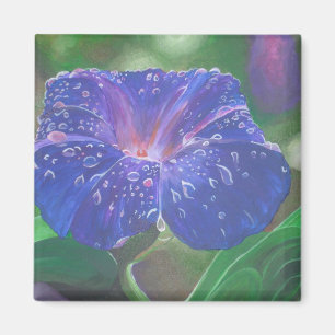 Morning Glory (Ipomoea Purpurea) Petals and Dew Dr Magnet