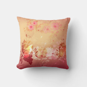 Morning Glory Orange Blush Throw Pillow