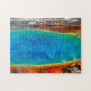 Morning Glory Pool Yellowstone. Christmas Greeting Jigsaw Puzzle