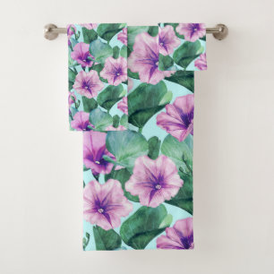 Morning Glory Retro Floral Pattern  Bath Towel Set
