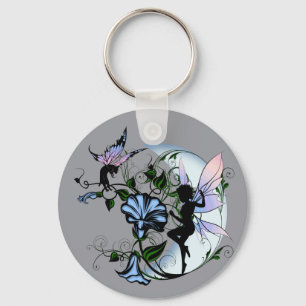 Morning Glory Shadow Fairy and Cosmic Cat Keychain