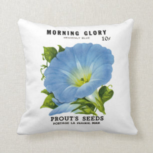 Morning Glory Vintage Seed Packet Throw Pillow