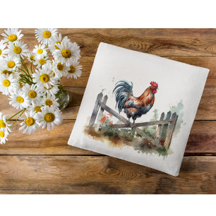 Morning Glory: Watercolor Rooster Throw Pillow