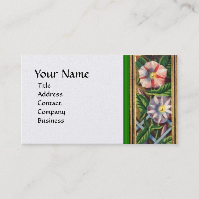 MORNING GLORY WHITE PEARL PAPER BUSINESS CARD (Front)