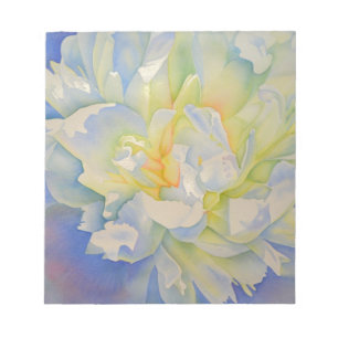 Morning Glow white peony watercolor painting Notepad