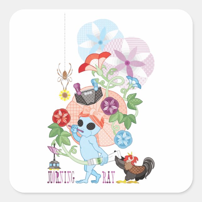 MORNING GREY ALIEN SQUARE STICKER (Front)