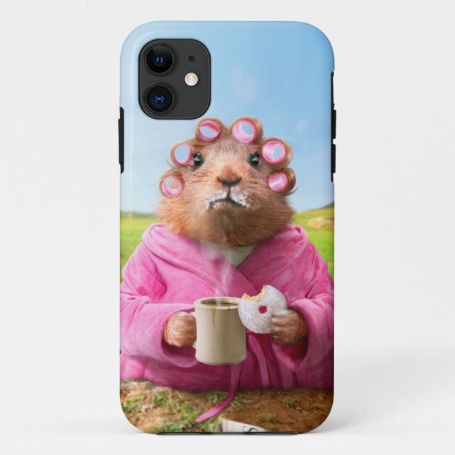 Morning Groundhog with Breakfast Doughnut and Case-Mate iPhone Case (Back)