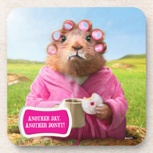 Morning Groundhog with Breakfast Doughnut and Coff Coaster