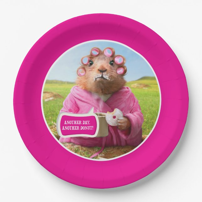 Morning Groundhog with Breakfast Doughnut and Paper Plate (Front)
