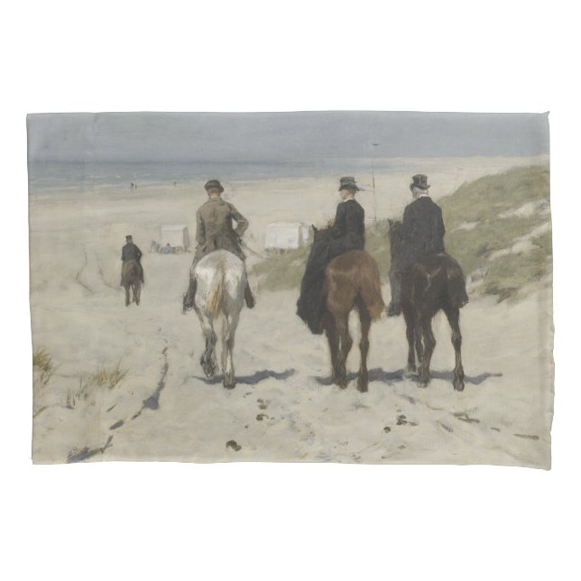 Morning Horse Ride on the Beach (by Anton Mauve) Pillowcase (Front-Left)