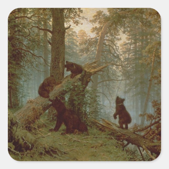 Morning in a Pine Forest, 1889 Square Sticker (Front)