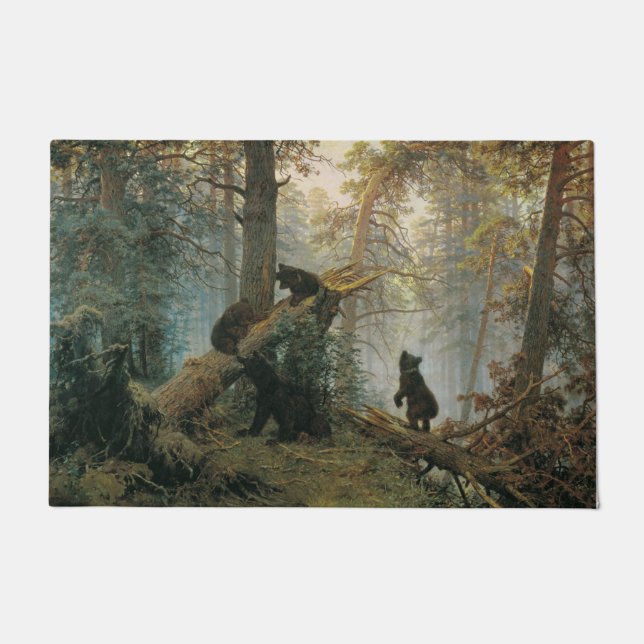 Morning in a Pine Forest (Bears in the Woods) Doormat (Front)