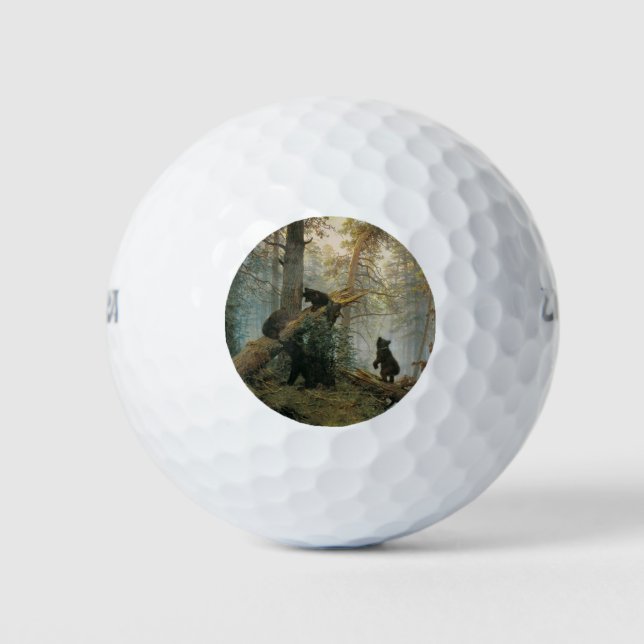 Morning in a Pine Forest (Bears in the Woods) Golf Balls (Front)
