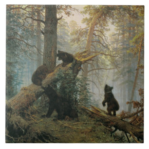 Morning in a Pine Forest (Bears in the Woods) Tile