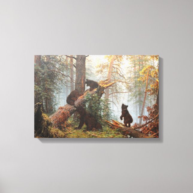 Morning in a pine forest fine art canvas print (Front)